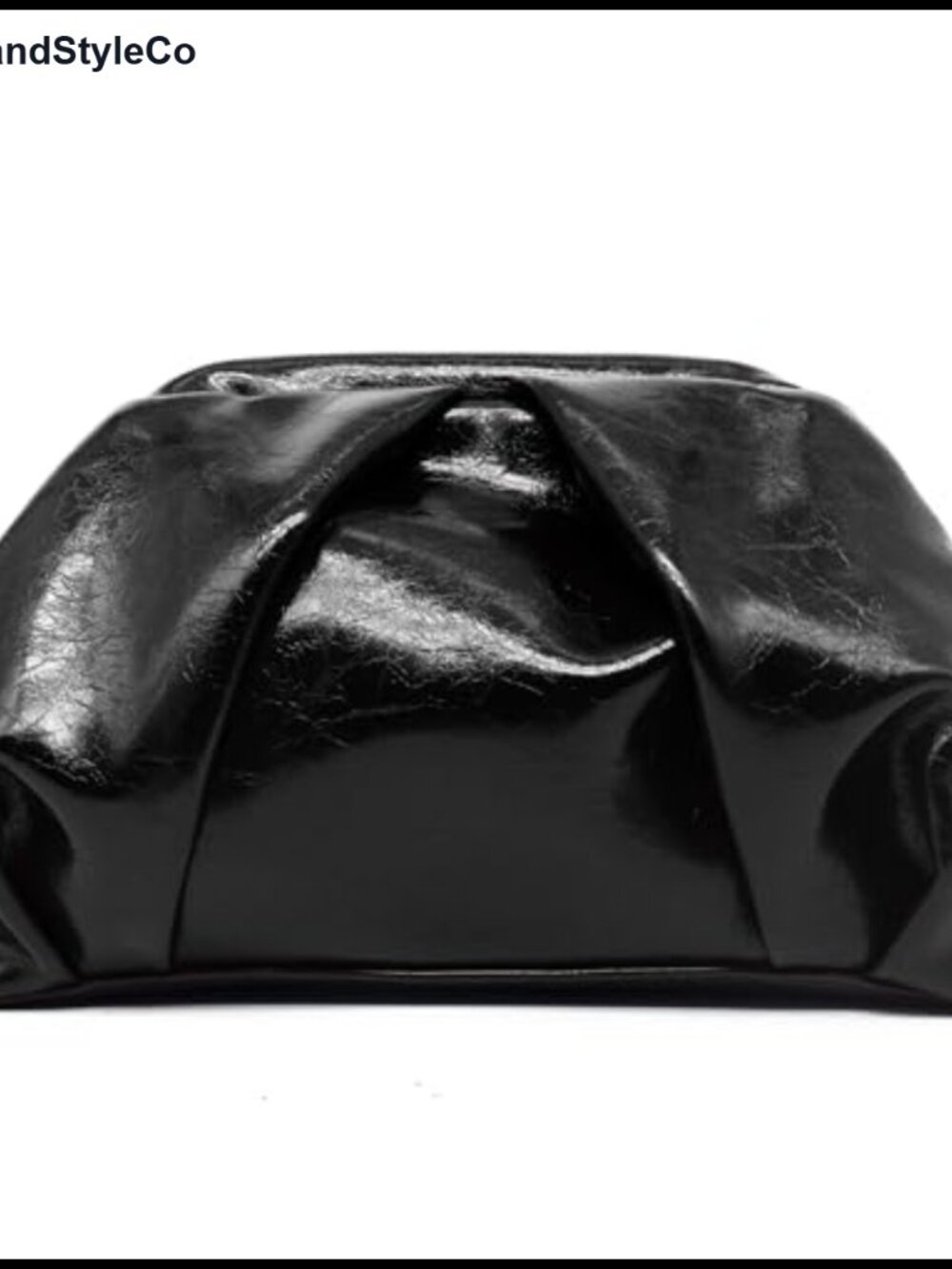 Vegan Leather Dumpling Clutch Ruched Evening Handbag Kiss Lock Party Wedding